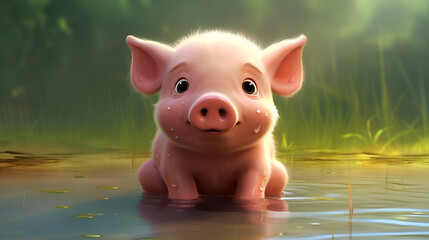 Beautiful Pig Design, Perfect for your Project and Creations or Wallpaper, Ai Generative