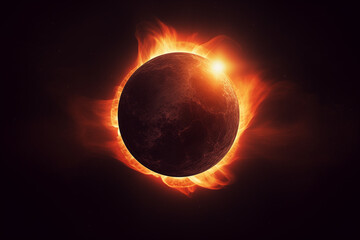 solar eclipse, lunar eclipse on a sunny day with a dark sky, generative ai - obrazy, fototapety, plakaty