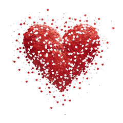 heart from red and white confetti on white background