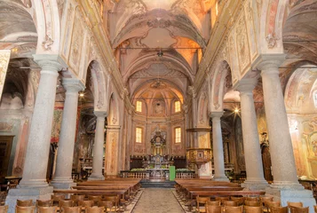 Fototapeten CHIAVENNA, ITALY - JULY 20, 2022: The nave of baroque church San Lorenzo. © Renáta Sedmáková