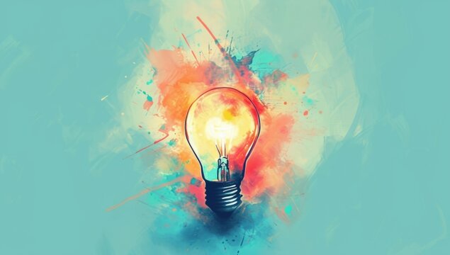an image of a light bulb with colorful sprays on it Generative AI