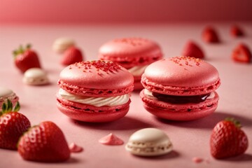 Fototapeta premium strawberries and cream (Strawberry Macaron)