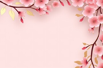Obraz na płótnie Canvas Minimalist sakura cherry blossom pink and gold greeting card template illustration
