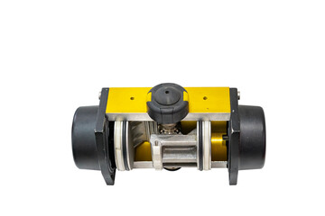Cut away cross section show detail inside of double acting pneumatic rotary actuator for control turn close and open valve in industrial isolated with clipping path