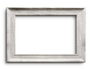 Rustic Distressed White Wood Frame Picture frame isolated on white background, Empty Space for Art and Photography Decoration