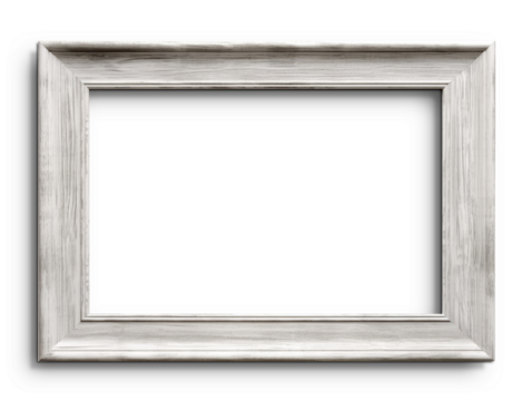 Rustic Distressed White Wood Frame Picture frame isolated on white background, Empty Space for Art and Photography Decoration