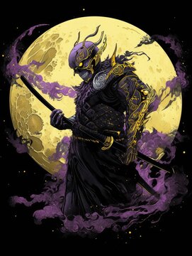 Necro, Demon, skull, evil, hell, illustration. Print for T-shirts and poster