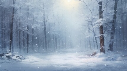 Winter forest. Winter landscape with trees and snow. Christmas background.