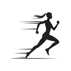 Fototapeta na wymiar Aerodynamic Ambitions: Running Person Silhouette Series Portraying the Aerodynamic Stance of Energetic Runners - Running Illustration - Running Person Vector 