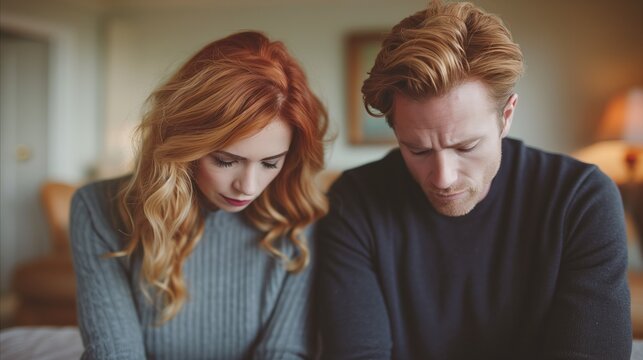 Contemplative Couple With Expressive Faces In A Serious Discussion