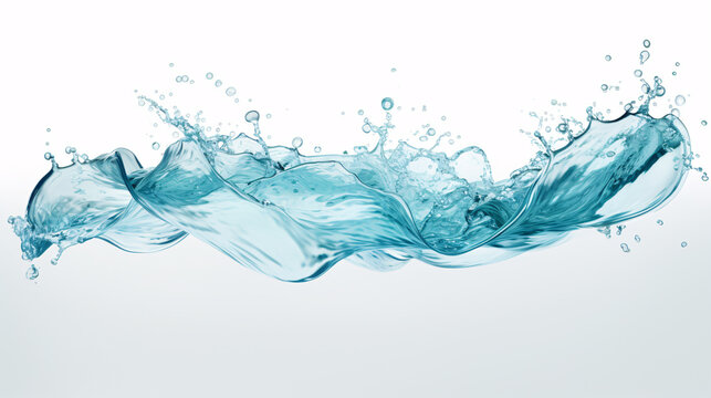Pure refreshing blue ocean water splash on an isoalted background