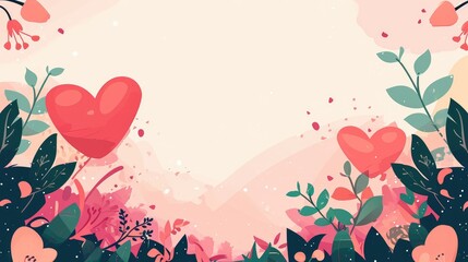Valentine's day background with hearts and flowers. 