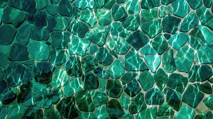 Green mosaic, in a pool underwater
