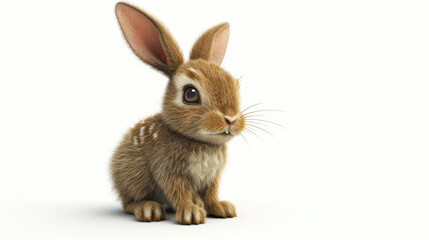 Obraz premium Curious Young Rabbit on White