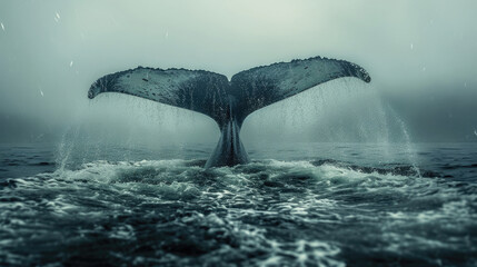Humpback Whale Fluke with Water Droplets