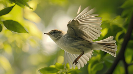 Obraz premium hickadee Soaring in Sunlit Forest