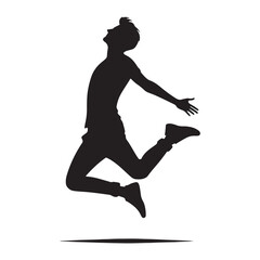 Fototapeta na wymiar Seraphic Jubilation: Jumping Person Silhouette Set Manifesting the Seraphic Jubilation of Airborne Ecstasy - Jumping Person Illustration - Jumping Vector - Jumping Silhouette 