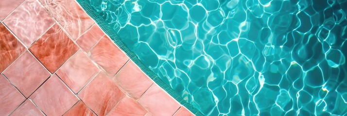 Mosaic in a pool of peach and blue colors - obrazy, fototapety, plakaty