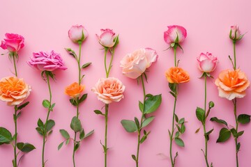 Composition of various roses. Floral background. For cards and banners