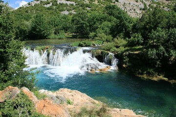 Naklejka na ściany i meble Zrmanja river and Muskovici waterfall , Croatia