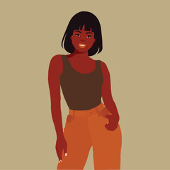 Beautiful black woman in elegant art style vector