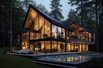 modern frame house with large windows