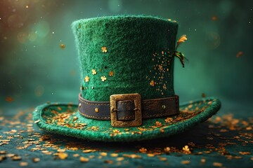 St. Patrick's Day poster. Leprechaun's green hat. elegant design.