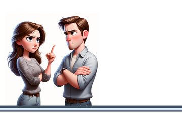Relationship Strain: Wife Angry at Husband Illustration, Conflict Between Man and Woman, Angry Wife and Husband Screaming, Illustration of Argument and Disagreement, 