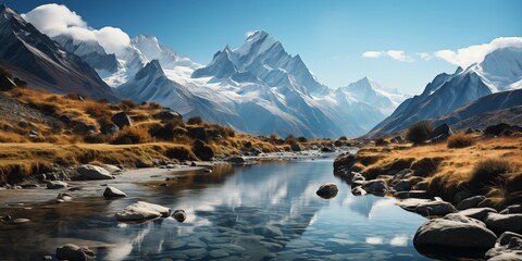 A tranquil Alpine Mountain Landscape 