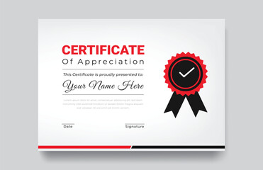 Modern certificate appreciation, certificate achievement template, award, achievement, certificate of recognition, excellence, certificate border, completion template certificate design template