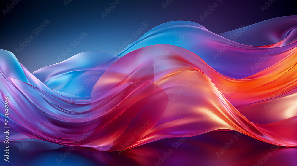 Wall mural abstract creative colourful airy wavy materials in blue and orange colours.