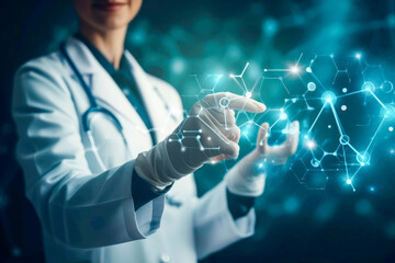 Medical technology concept. Medical research and development. Health care, patient service digital technology, ai integrate, futuristic pharmacy innovation
