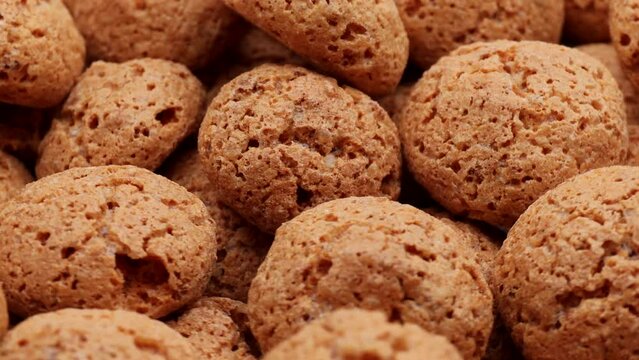 Italian amaretti, rotation in circle. almond cookies, Turning. 