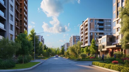 Modern residential buildings and street