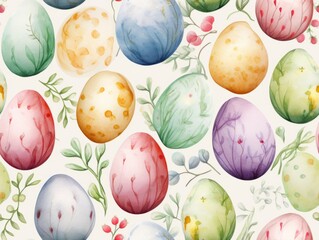 Fototapeta na wymiar Seamless pattern vintage watercolor easter eggs