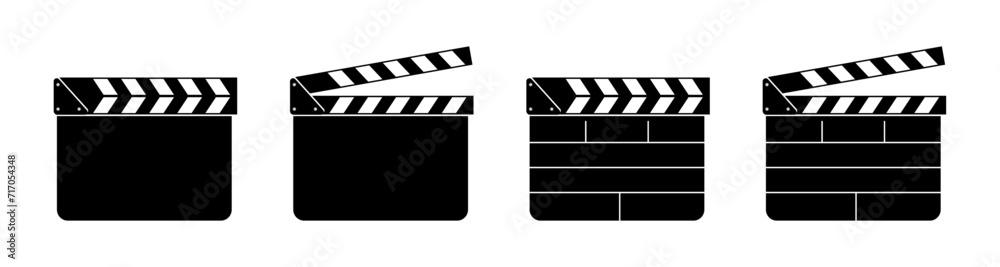 Fototapete clapper board set in black and white color. movie clapper board vector image. roll camera action ope