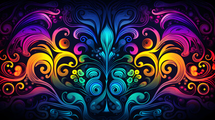 Imagination dmt lsd fractal art black background,,
abstract background with colorful spectrum. Bright pink yellow neon rays and glowing lines.