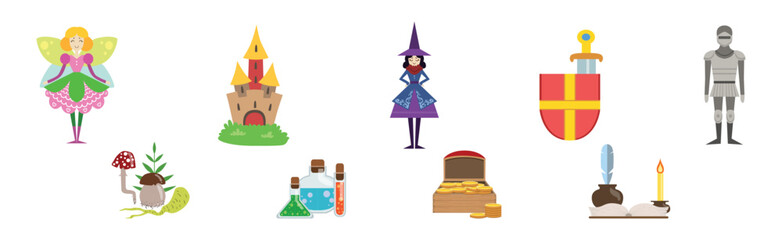 Medieval Fairy Tale Characters and Attribute Vector Set