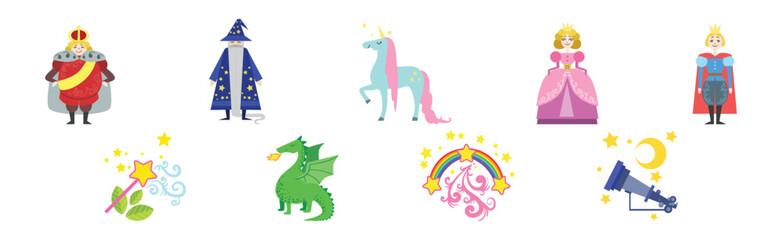 Medieval Fairy Tale Characters and Attribute Vector Set