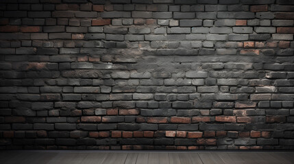 black brick wall of dark stone texture generated AI