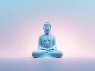 Buddha statue on a pastel background