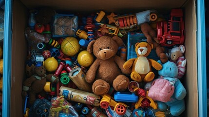 Fototapeta na wymiar box full of childrens toys