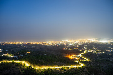 Panoramic night view of Fuengirola from Mijas, Costa del Sol, Andalusia, Spain