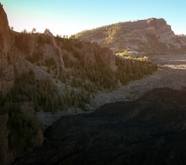 Lava formations, Teide volcano at sunset on the Tenerife island.