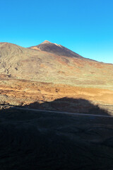 Lava formations, Teide volcano at sunset on the Tenerife island.