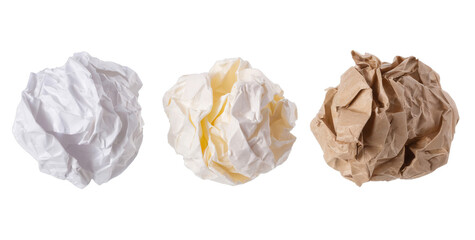 Set of crumpled paper balls