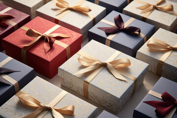  Luxury gift boxes set.Fathers day, womans day or Valentines day gift for her or him. Gift concept or birthday party.