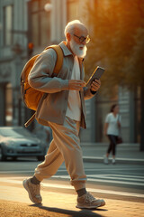 Urban Senior Man with Tablet