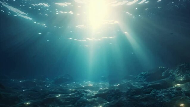underwater ocean waves and flow with the rays of light

