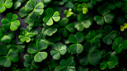 Real clover leaves for St. Patrick's Day. Selective focus. - obrazy, fototapety, plakaty